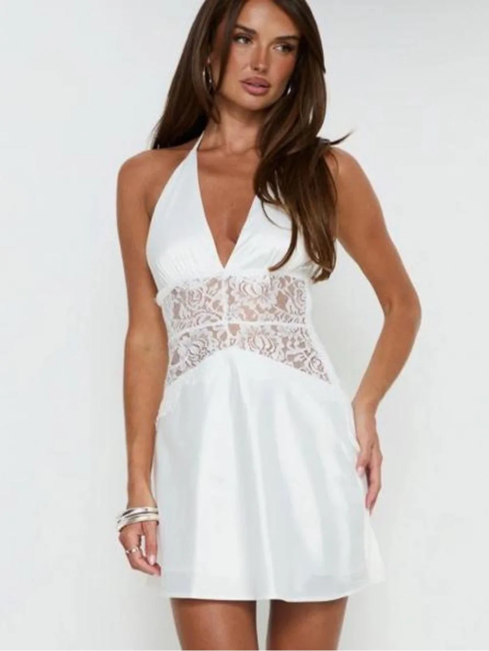 Princess Polly White Lace Halter Mini Dress